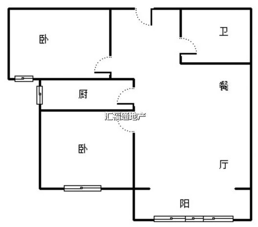 香邑溪谷玫瑰园2室2厅1卫户型图