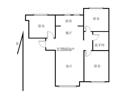 高铁新干线3室2厅1卫户型图