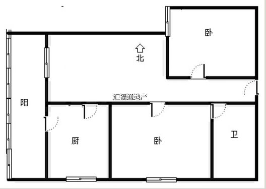 涿州铁路住宅小区2室2厅1卫户型图