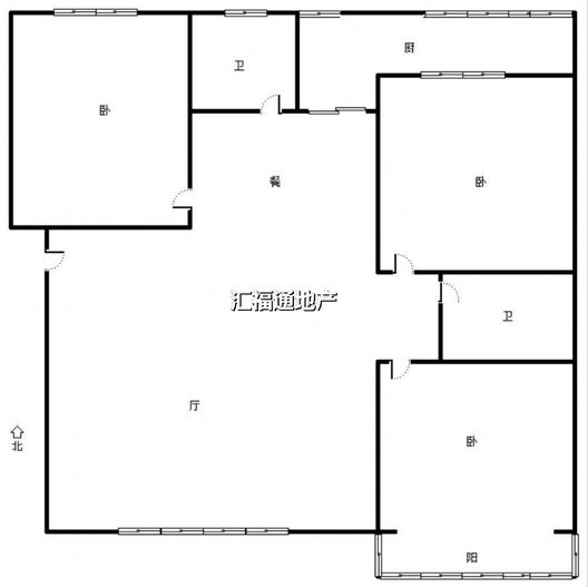 工商局小区（朝阳路）3室2厅2卫户型图