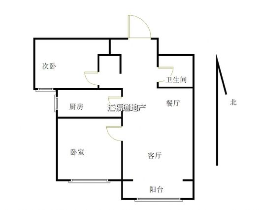 鹏渤印象城·牛津花园2室2厅1卫户型图