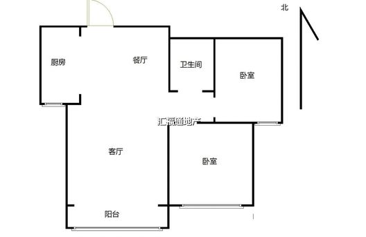 水岸花城2室2厅1卫户型图