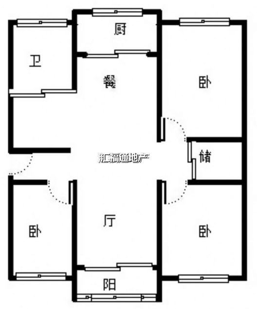 中铁建厂局家属楼3室2厅1卫户型图