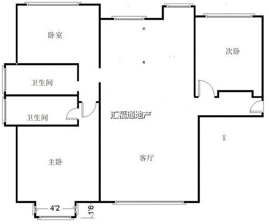 天保绿城3室2厅2卫户型图