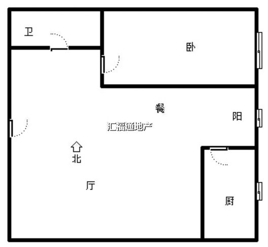 水岸花城1室1厅1卫户型图