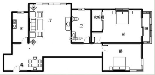 宏远宜居园2室2厅1卫户型图