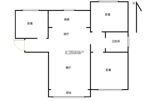 高铁新干线3室2厅1卫户型图