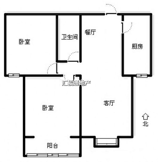 水岸花城2室2厅1卫户型图