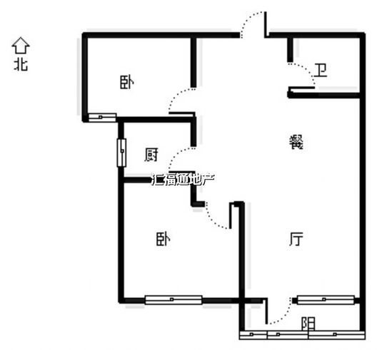 北京城建德信御府2室2厅1卫户型图