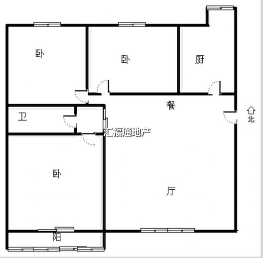 联合小区四号院3室2厅1卫户型图