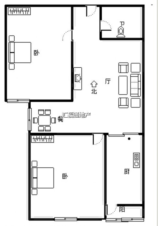 新怡家园小区2室2厅1卫户型图