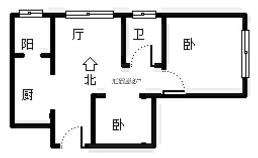 翡翠滨江2室1厅1卫户型图