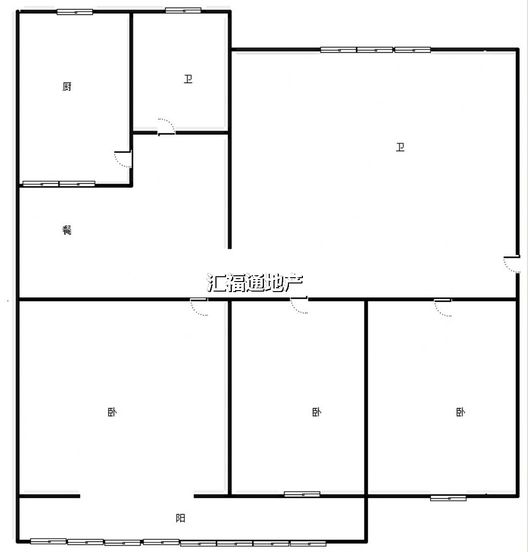 工商局小区（冠云西路）3室2厅1卫户型图
