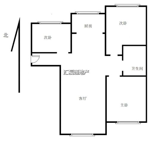 K2狮子城3室2厅1卫户型图