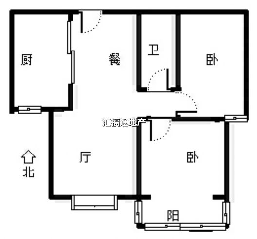 水岸花城2室1厅1卫户型图