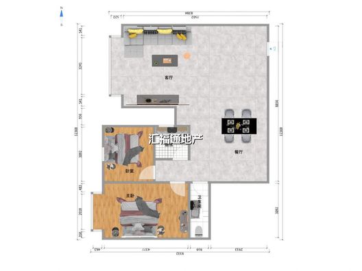 汇元新天地2室2厅1卫户型图