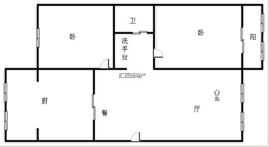 蓝天美林湾2室2厅1卫户型图