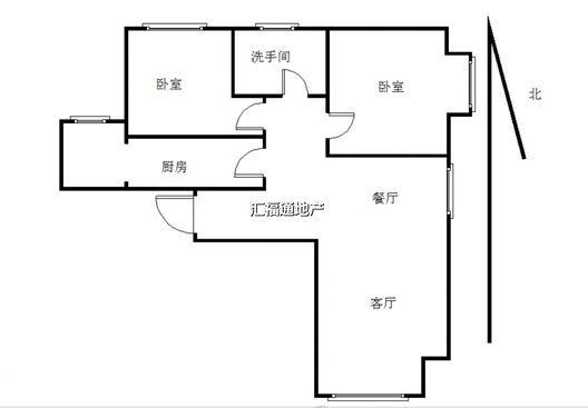 鸿坤理想湾2室1厅1卫户型图