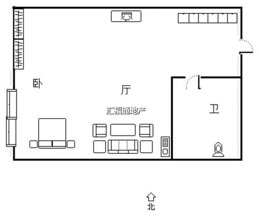 京第银座1室1厅1卫户型图