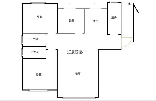 鸿坤理想湾3室2厅2卫户型图