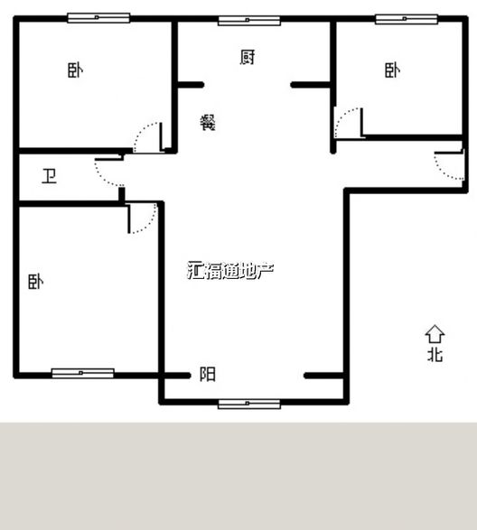 鹏渤印象城·牛津花园3室2厅1卫户型图