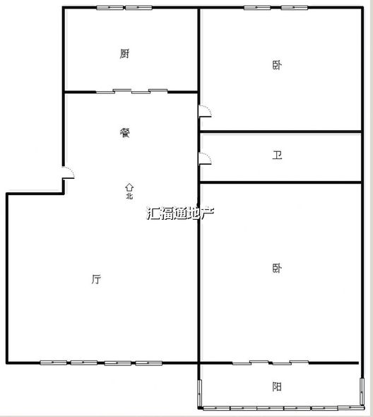 涿州银都小区2室2厅1卫户型图
