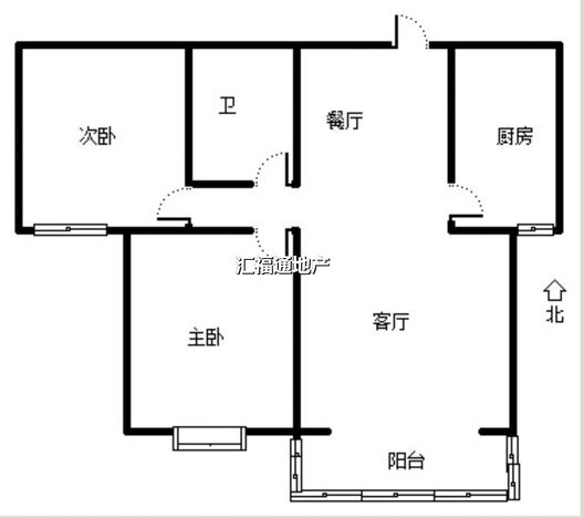 京中美居2室2厅1卫户型图