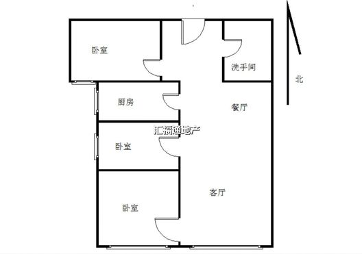 鸿坤理想湾3室2厅1卫户型图