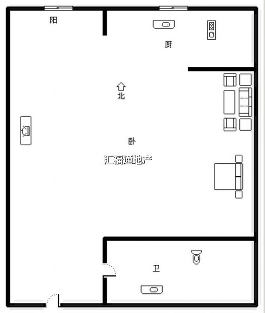 名流美域1室1厅1卫户型图