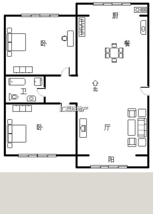 金冠家园2室2厅1卫户型图