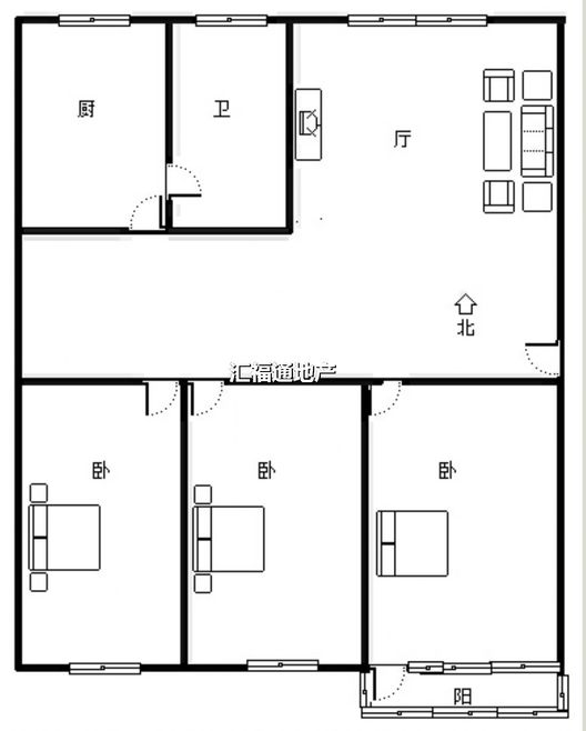 建材小区3室2厅1卫户型图
