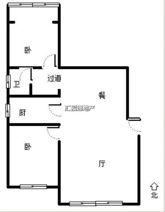 云景城2室2厅1卫户型图
