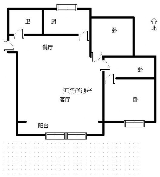 方正园3室2厅1卫户型图