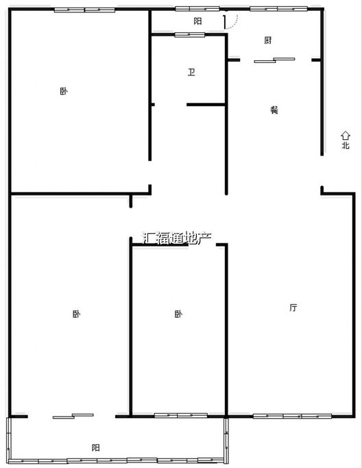 涿州市财政局家属院（诚信小区）3室2厅1卫户型图