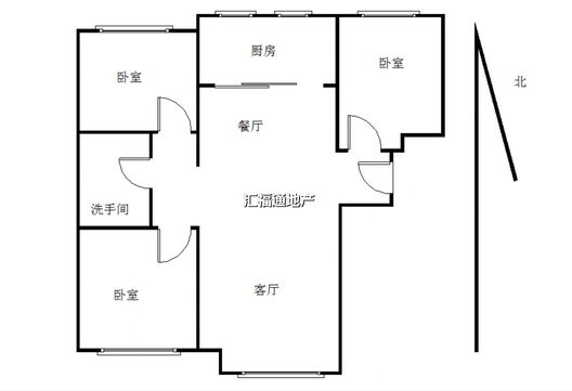 鸿坤理想湾3室2厅1卫户型图
