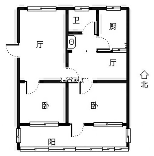 工商局小区（冠云西路）2室2厅1卫户型图