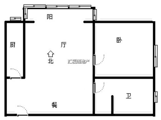 水岸花城1室1厅1卫户型图