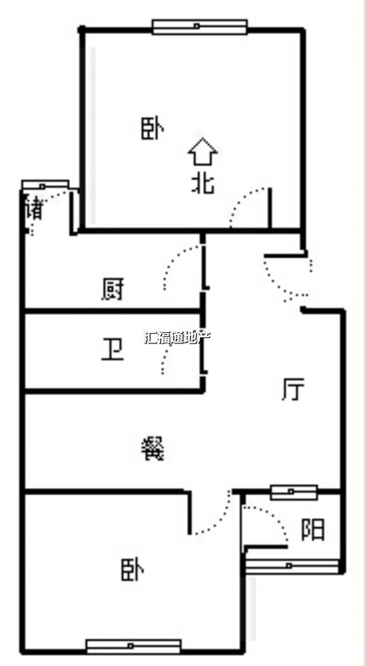 涿州铁路住宅小区2室2厅1卫户型图