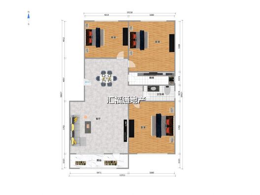 鸿坤理想湾3室2厅1卫户型图