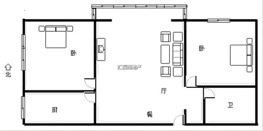 名流一品2室2厅1卫户型图