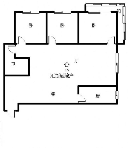 华泰豪庭3室2厅1卫户型图