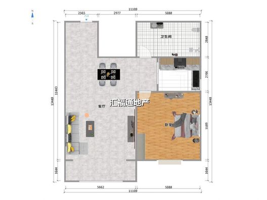 技校家园1室1厅1卫户型图