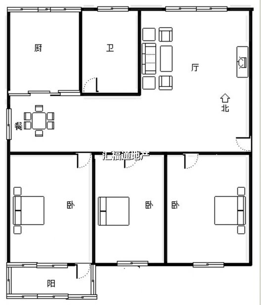 金正小区3室2厅1卫户型图