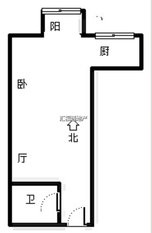 汇元新天地1室1厅1卫户型图