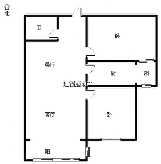 香港豪庭2室2厅1卫户型图