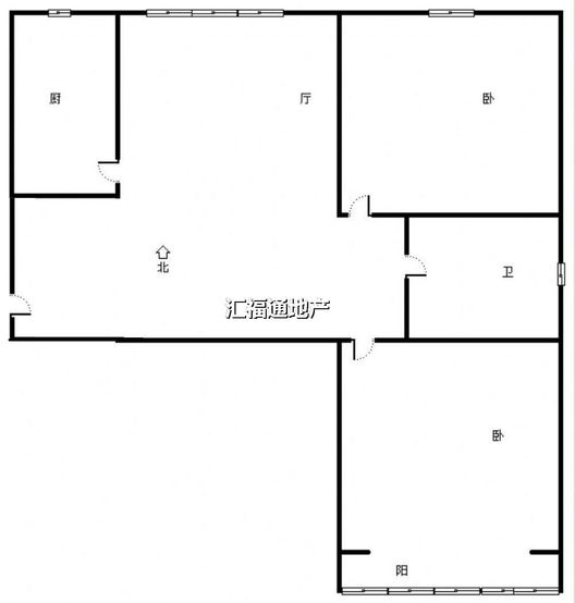 金域中央2室2厅1卫户型图