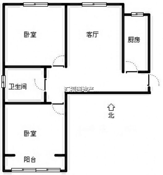 水岸花城2室2厅1卫户型图