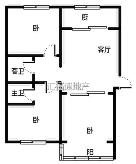 汇元四季橙3室2厅2卫户型图