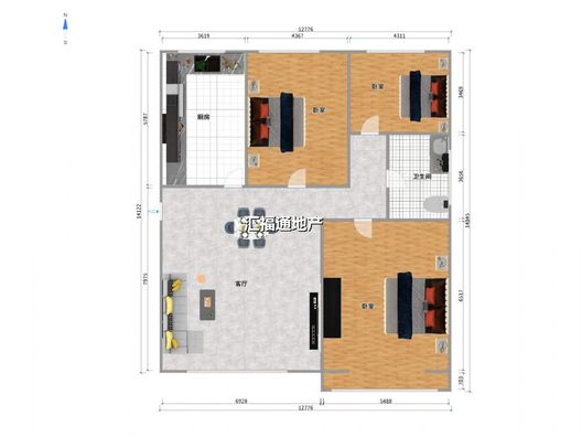 宏远景园3室2厅1卫户型图