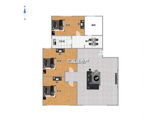 平安D区3室2厅1卫户型图
